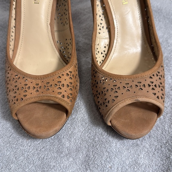 Enzo Angiolini heels Edemario9 Natural Tan Peep Toe Heels size 7.5   7 1/2M - Picture 4 of 11
